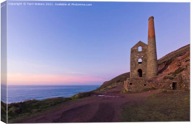 Sunset at Wheal Coates Canvas Print by Terri Waters