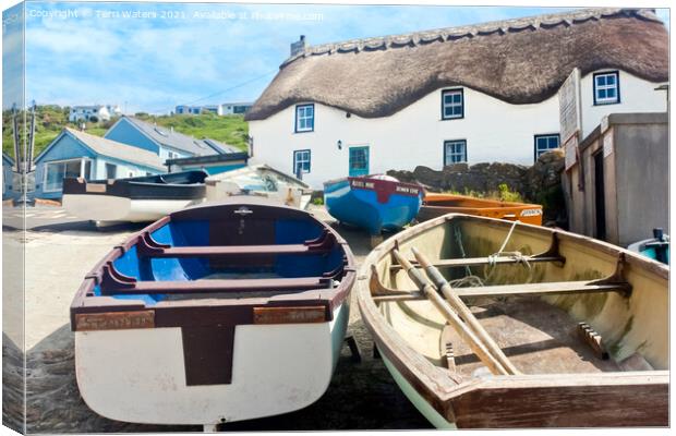 Tinker Taylor Cottage Sennen Cove Cornwall Canvas Print by Terri Waters