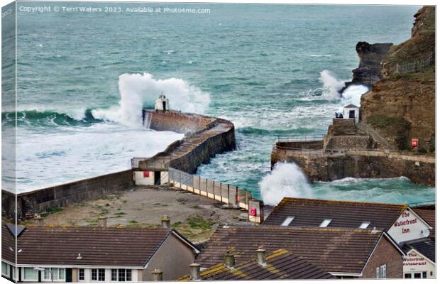 Portreath After Storm Eunice Canvas Print by Terri Waters