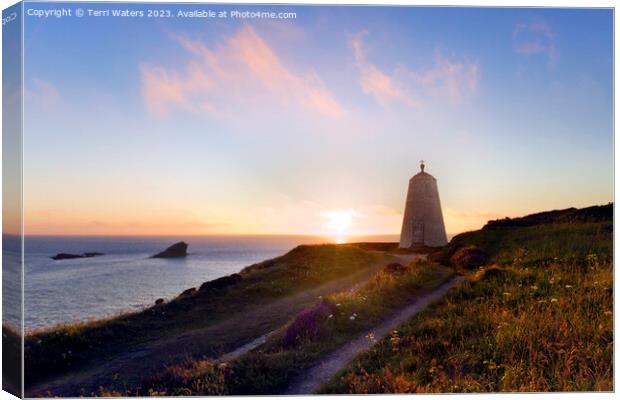 Pepperpot Sunset Portreath Canvas Print by Terri Waters