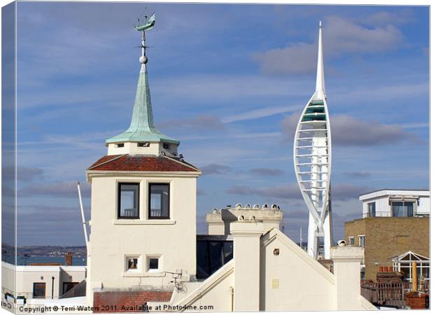 Tower House & Spinnaker Tower Canvas Print by Terri Waters