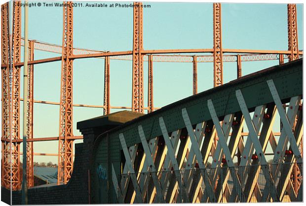 Southampton Gas Tanks and Bridge Canvas Print by Terri Waters