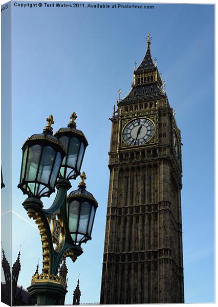 The clock tower of Big Ben, London Canvas Print by Terri Waters