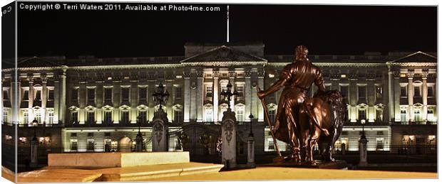 Statues View of Buckingham Palace Canvas Print by Terri Waters