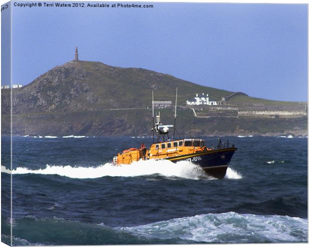 Tyne class lifeboat Cape Cornwall Canvas Print by Terri Waters