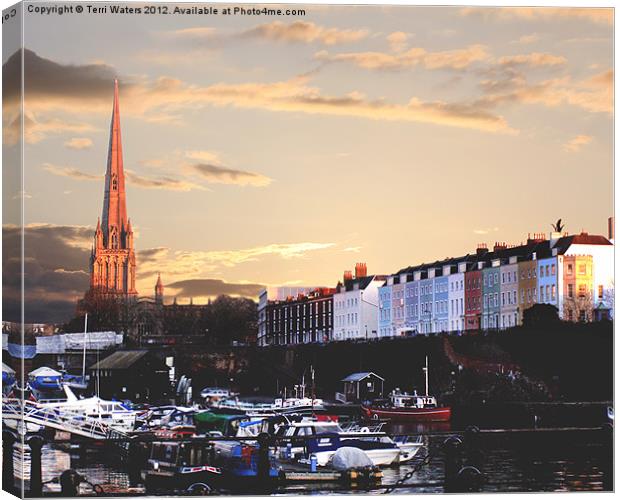 Sunset Over St Mary Redcliffe, Bristol Canvas Print by Terri Waters