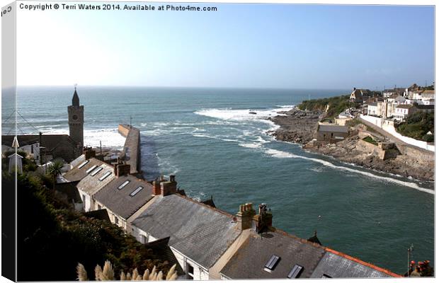 Rooftops of Porthleven Canvas Print by Terri Waters