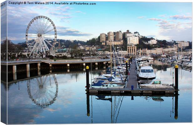 Torquay Marina And Ferris Wheel Canvas Print by Terri Waters