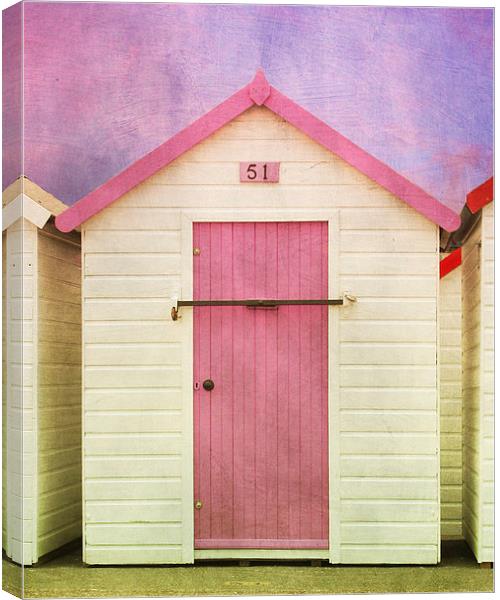 Pink Beach Hut Canvas Print by Terri Waters