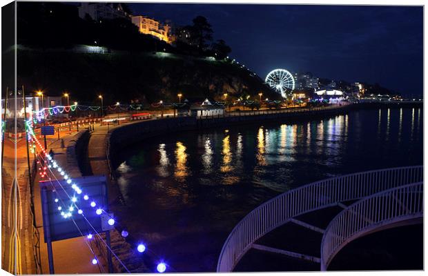 Torquay The Strand At Night Canvas Print by Terri Waters