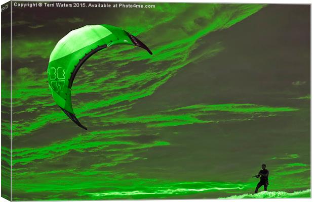Surreal Surfing green Canvas Print by Terri Waters