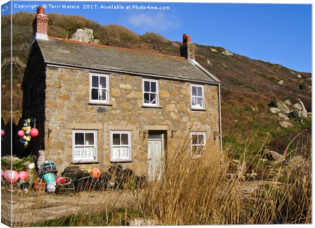 Penberth Stone Cottage Canvas Print by Terri Waters