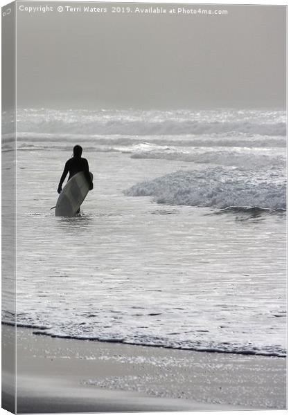Lone Surfer Canvas Print by Terri Waters