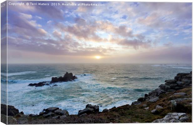 Land's End Winter Sunset Canvas Print by Terri Waters