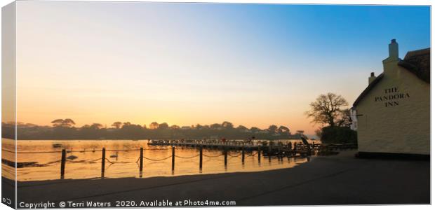 Pandora Inn Sunrise Panorama Canvas Print by Terri Waters