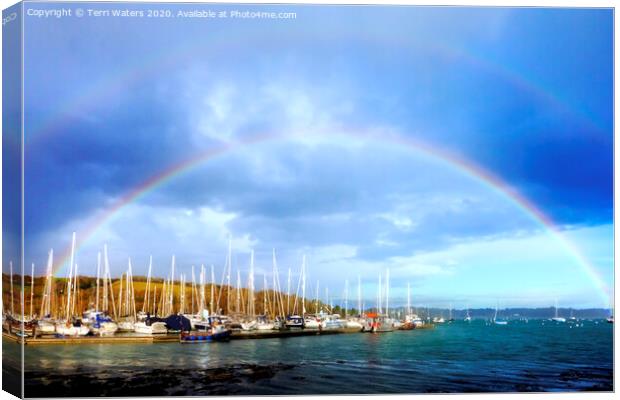 Mylor Harbour Rainbow Canvas Print by Terri Waters