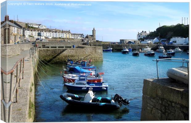 Harbourside View of Porthleven Canvas Print by Terri Waters