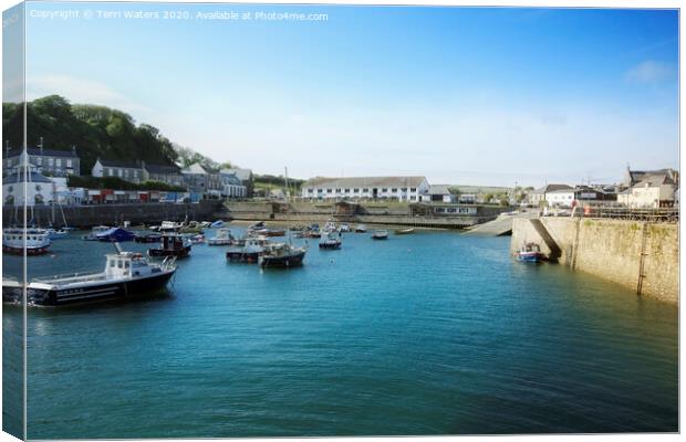 Porthleven Inner Harbour from the Baulk Wall Canvas Print by Terri Waters