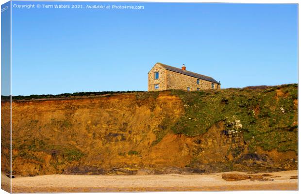 The House on the Cliff at Fishing Cove Canvas Print by Terri Waters