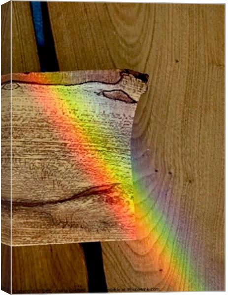 Close up of prism crossing wood surfaces Canvas Print by DEE- Diana Cosford