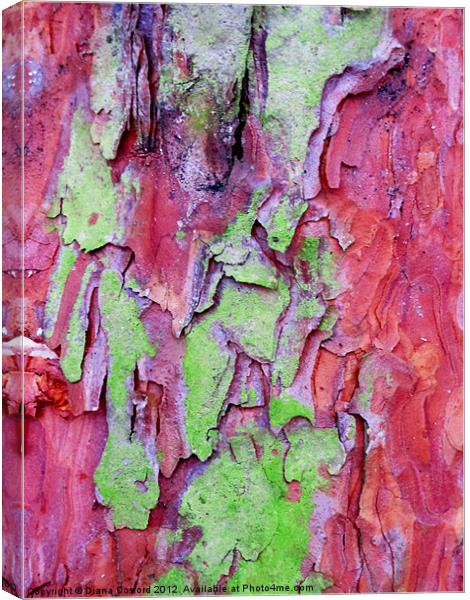 PINK & green tree bark Canvas Print by DEE- Diana Cosford