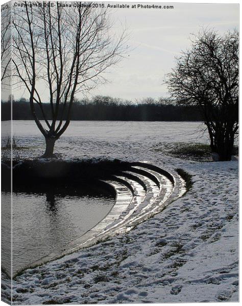  Olney, Buckinghamshire, in snow. Canvas Print by DEE- Diana Cosford