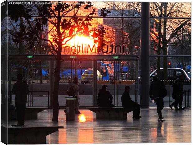  Milton Keynes Shopping Centre with police car & B Canvas Print by DEE- Diana Cosford