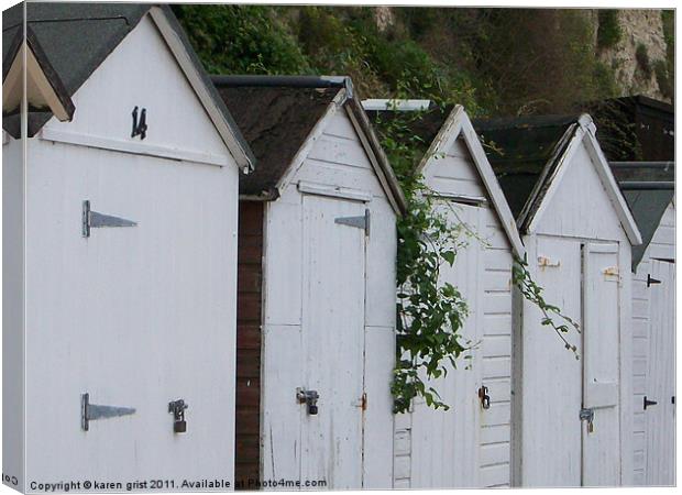 Beach Huts Canvas Print by karen grist