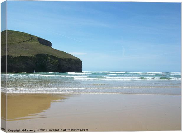 Crantock Bay, Cornwall Canvas Print by karen grist