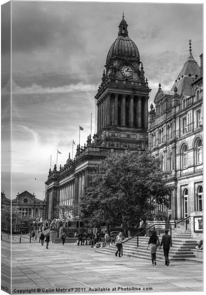 Leeds Town Hall B&W Canvas Print by Colin Metcalf