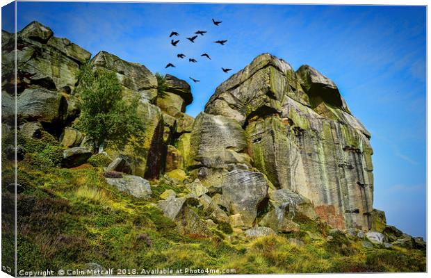 'Rombald's Flight: Ilkley Moor's Iconic Formation' Canvas Print by Colin Metcalf