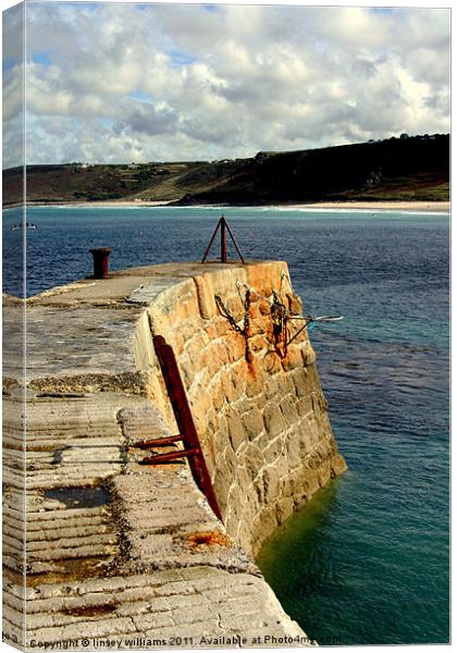 Sennen Cove harbour wall Canvas Print by Linsey Williams