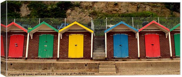 Swanage beach huts Canvas Print by Linsey Williams