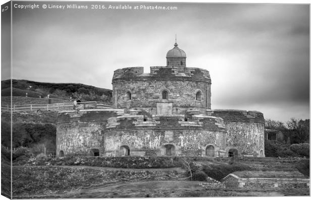 St. Mawes Castle In Mono Canvas Print by Linsey Williams