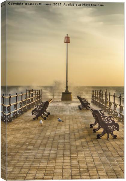 Sunrise over Swanage Jetty Canvas Print by Linsey Williams