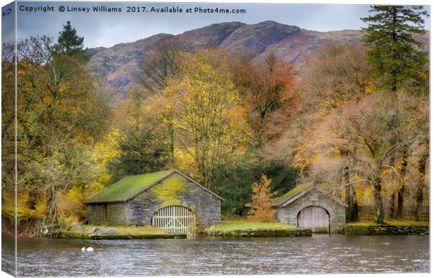 BoatHouses, Coniston Water Canvas Print by Linsey Williams