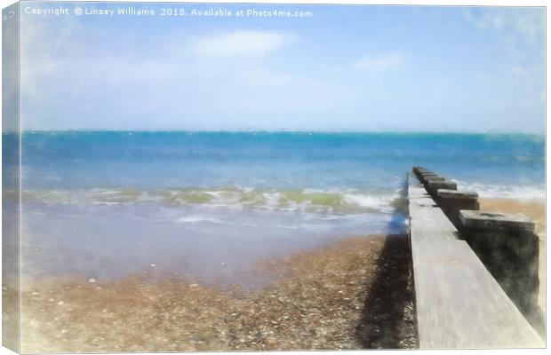 Breakwater Swanage Bay Canvas Print by Linsey Williams