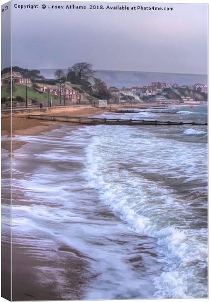 Swanage Bay Winter Canvas Print by Linsey Williams