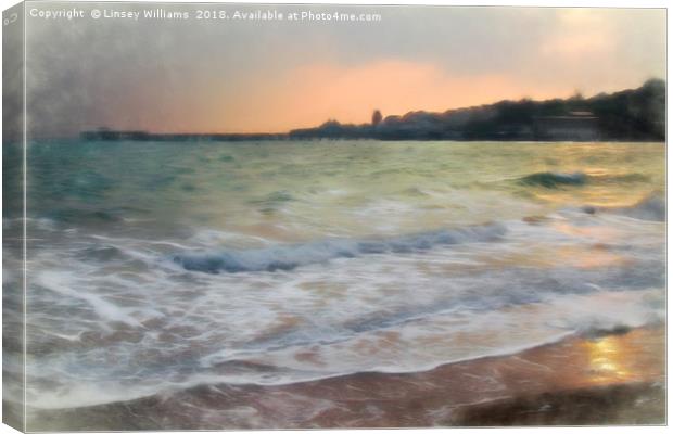 Swanage Bay and Pier Sunrise Canvas Print by Linsey Williams