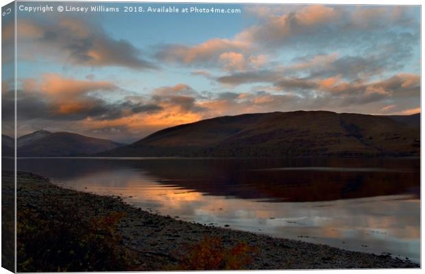 Sunrise Over Loch Linnhe, Scotland Canvas Print by Linsey Williams