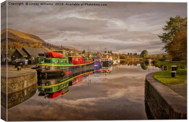 Caledonian Canal at Banavie Scotland Canvas Print by Linsey Williams