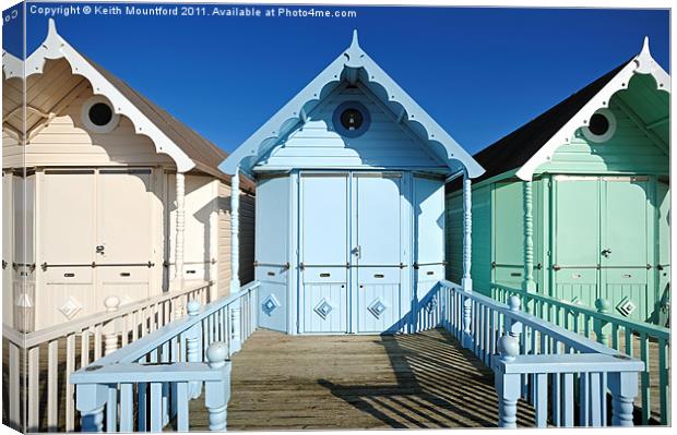 Mersea Island Beach Huts Canvas Print by Keith Mountford