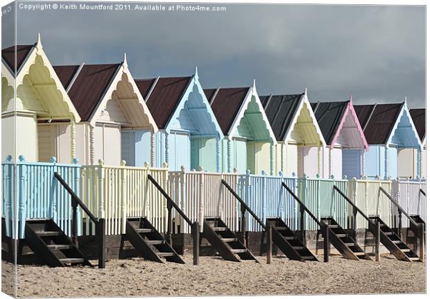 Mersea Island Beach Huts Canvas Print by Keith Mountford