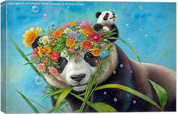 FLOWER PANDAS Canvas Print by CATSPAWS 