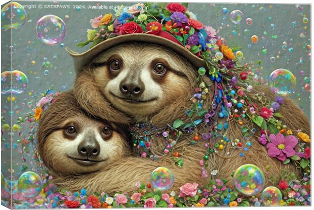 FLOWER SLOTHS Canvas Print by CATSPAWS 