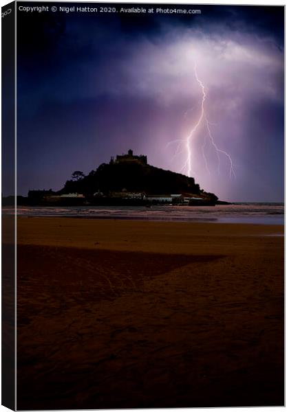 Lightning At The Mount Canvas Print by Nigel Hatton