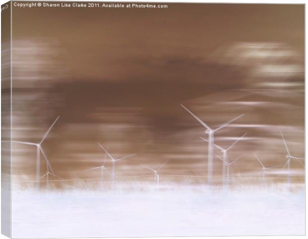 ghostly wind turbines Canvas Print by Sharon Lisa Clarke