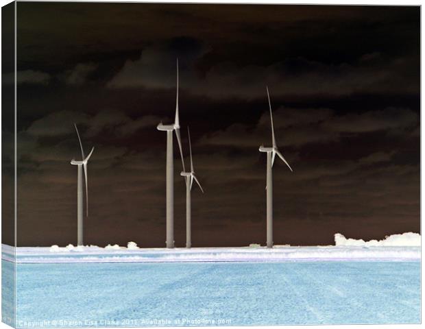 wind turbines in negative Canvas Print by Sharon Lisa Clarke