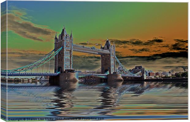 Solarised Tower Bridge Canvas Print by Sharon Lisa Clarke