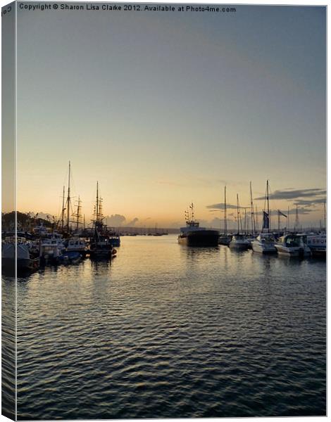 Sunset over Brixham harbour Canvas Print by Sharon Lisa Clarke